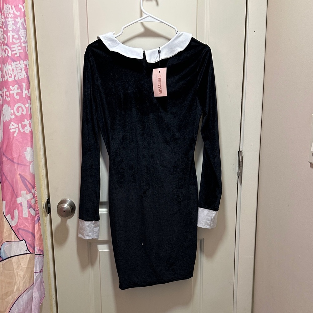 Missguided Black and White Long Sleeve Dress
